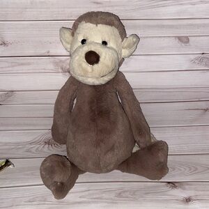 Jellycat Large Bashful Monkey Plush Brown Soft Monkey Beanie Retired 15”